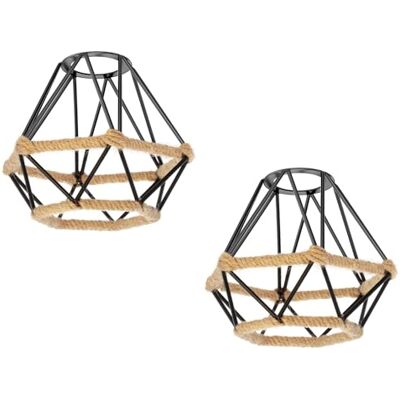 ledscom.de 2 peças de cúpula de luz com corda de cânhamo, diamante, preto, 155mm Ø ledscom.de 2 peças de cúpula de luz com corda de cânhamo, diamante, preto, 155mm Ø
