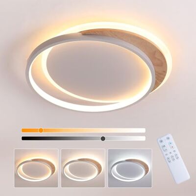 FANLG Candeeiro de teto LED de 24W, madeira LED luz de teto 40cm, 3000K-6000K regulável com controle remoto, candeeiros de teto modernos brancos redondos para quarto, sala de estar, varanda, corredor FANLG Candeeiro de teto LED de 24W, madeira LED luz de teto 40cm, 3000K-6000K regulável com controle remoto, candeeiros de teto modernos brancos redondos para quarto, sala de estar, varanda, corredor
