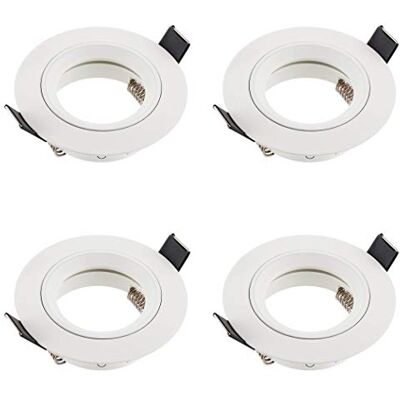 SEBSON Foco recarregável de teto com tampa GU10, Downlight alumínio Ø 80 mm, moldura para focos LED ou halogénio 230 V, diâmetro orifício 65 mm, conjunto de 4 SEBSON Foco recarregável de teto com tampa GU10, Downlight alumínio Ø 80 mm, moldura para focos LED ou halogénio 230 V, diâmetro orifício 65 mm, conjunto de 4