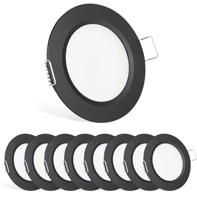 acegoo Foco LED recarregável teto 12 V Downlight regulável 2,5 W preto 3000 K, 8 peças IP64 painel redondo extraplano iluminação, para auto-caravana carnaval barco camião cozinha casa de banho móveis acegoo Foco LED recarregável teto 12 V Downlight regulável 2,5 W preto 3000 K, 8 peças IP64 painel redondo extraplano iluminação, para auto-caravana carnaval barco camião cozinha casa de banho móveis