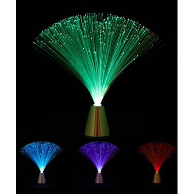Relaxdays Conjunto 2 candeeiros de fibra ótica, mudança de cor, LED, iluminação ambiental, 33 cm, multicolorido Relaxdays Conjunto 2 candeeiros de fibra ótica, mudança de cor, LED, iluminação ambiental, 33 cm, multicolorido