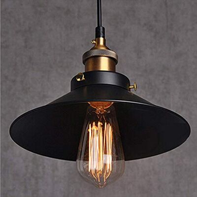 Chrasy Candeeiro suspenso vintage industrial, retro preto metal luz candeeiro de teto iluminação suspensa, E27 candeeiros de lustre para quarto corredor sala de jantar, Ø 22 cm Chrasy Candeeiro suspenso vintage industrial, retro preto metal luz candeeiro de teto iluminação suspensa, E27 candeeiros de lustre para quarto corredor sala de jantar, Ø 22 cm