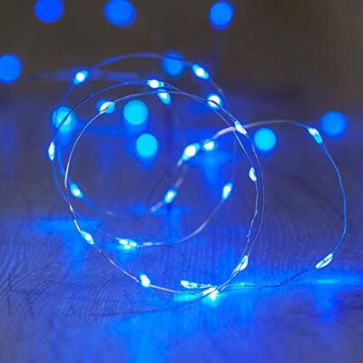 Lights4fun Guirlanda de luzes com 20 micro LED de luz azul a pilhas Lights4fun Guirlanda de luzes com 20 micro LED de luz azul a pilhas
