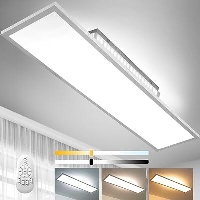 Aimosen LED Candeeiro de Teto Regulável 120 x 30 cm, 55 W Ultra Fino Plafón de Teto Candeeiro com Controlo Remoto, Luz LED Intensa Quente/Natural/Frio Branco Painel para Oficina Garagem Sala de Estar Cozinha Aimosen LED Candeeiro de Teto Regulável 120 x 30 cm, 55 W Ultra Fino Plafón de Teto Candeeiro com Controlo Remoto, Luz LED Intensa Quente/Natural/Frio Branco Painel para Oficina Garagem Sala de Estar Cozinha