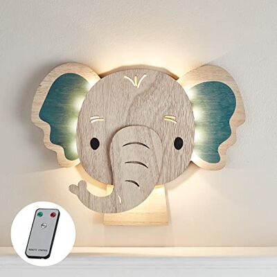 Lights4fun Aplique de parede em forma de elefante com 34 LED branco quente a pilhas luz noturna retro iluminada com temporizador e controlo remoto decoração de quarto de crianças Lights4fun Aplique de parede em forma de elefante com 34 LED branco quente a pilhas luz noturna retro iluminada com temporizador e controlo remoto decoração de quarto de crianças