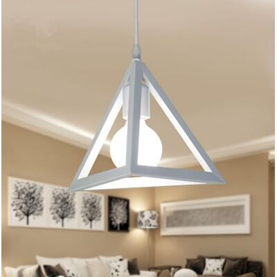 Chrasy Branco suspenso iluminação candeeiros de teto industrial suspenso de luz, vintage industrial triângulo metal abajur do candeeiro para a cozinha, quarto, quarto, sala de estar, exterior Chrasy Branco suspenso iluminação candeeiros de teto industrial suspenso de luz, vintage industrial triângulo metal abajur do candeeiro para a cozinha, quarto, quarto, sala de estar, exterior
