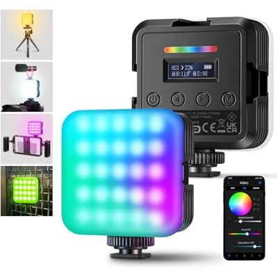 NEEWER RGB62 Candeeiro de vídeo RGB magnético com controlo de aplicação, pacote de 2 luzes LED cor 360 ° com 3 sapatas frias CRI97+ 2500 K-8500 K 17 cenas 2000 mAh recarregável portátil Selfie NEEWER RGB62 Candeeiro de vídeo RGB magnético com controlo de aplicação, pacote de 2 luzes LED cor 360 ° com 3 sapatas frias CRI97+ 2500 K-8500 K 17 cenas 2000 mAh recarregável portátil Selfie
