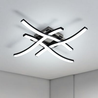 Goeco Candeeiro LED de teto 24W, Candeeiro de aranha de design curvo 6500K luz branca fria, Candeeiro de teto moderno com 4 tubos de luz para sala de estar quarto cozinha, preto Goeco Candeeiro LED de teto 24W, Candeeiro de aranha de design curvo 6500K luz branca fria, Candeeiro de teto moderno com 4 tubos de luz para sala de estar quarto cozinha, preto
