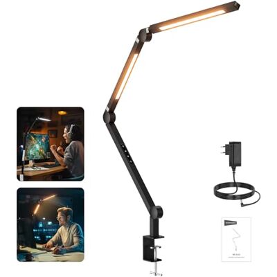 NEEWER NEEWRE Basics Clip On Desk Lamp para Home Office, 12 W Alumínio Alloy Dual Bar LED Dimmable Architect Table Light Bi Color Foco para monitor computador videoconferência iluminação CRI95+, ME-DL02 NEEWER NEEWRE Basics Clip On Desk Lamp para Home Office, 12 W Alumínio Alloy Dual Bar LED Dimmable Architect Table Light Bi Color Foco para monitor computador videoconferência iluminação CRI95+, ME-DL02