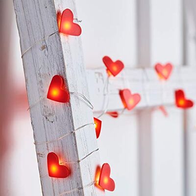 Lights4fun Love Red Heart grinalda de luzes (20 luzes LED brancas quentes, cabo prateado com temporizador, 1,9 m) Lights4fun Love Red Heart grinalda de luzes (20 luzes LED brancas quentes, cabo prateado com temporizador, 1,9 m)