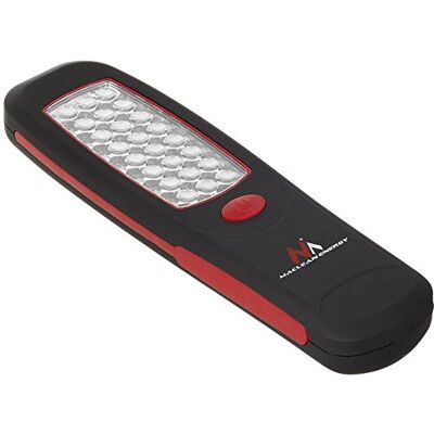Maclean MCE03 Candeeiro LED de oficina com gancho magnético, preto/vermelho Maclean MCE03 Candeeiro LED de oficina com gancho magnético, preto/vermelho