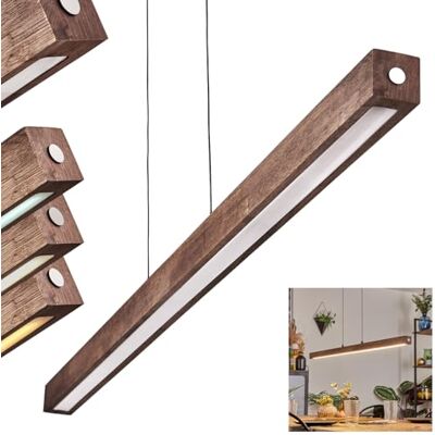 hofstein Candeeiro suspenso LED carbelinho, ajustável em metal/madeira/plástico em preto/castanho escuro/branco, design escandinavo, altura máx. 150 cm, Regulador tátil, LED 24 watts, 3000-6000 kelvin, 2550 lm hofstein Candeeiro suspenso LED carbelinho, ajustável em metal/madeira/plástico em preto/castanho escuro/branco, design escandinavo, altura máx. 150 cm, Regulador tátil, LED 24 watts, 3000-6000 kelvin, 2550 lm
