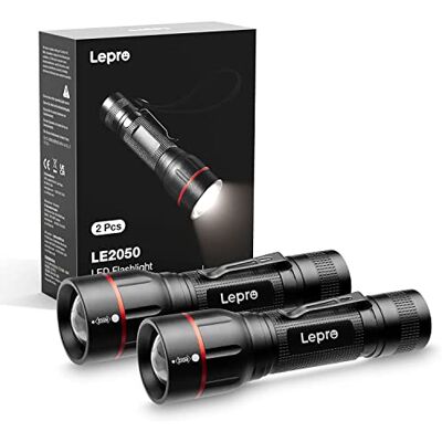 Lepro Lanterna LED de alta potência, LE2050 Lanterna tática de 5 modos, impermeável, lanterna com foco ajustável com zoom para acampar, emergência, bricolagem, caminhadas (pilhas não incluídas), 2 Lepro Lanterna LED de alta potência, LE2050 Lanterna tática de 5 modos, impermeável, lanterna com foco ajustável com zoom para acampar, emergência, bricolagem, caminhadas (pilhas não incluídas), 2