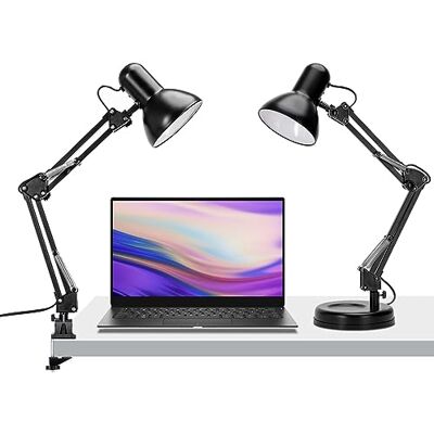 Aigostar Candeeiro de Mesa E27, Flexível Lâmpada de Mesa com Base e Suporte, Braço Articulado de Metal, Candeeiro de Mesa Ajustável para Escritório, Sala, Estúdio e Quarto Preto Aigostar Candeeiro de Mesa E27, Flexível Lâmpada de Mesa com Base e Suporte, Braço Articulado de Metal, Candeeiro de Mesa Ajustável para Escritório, Sala, Estúdio e Quarto Preto