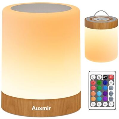 Auxmir Candeeiro de mesa de cabeceira, 3000 mAh recarregável candeeiro LED de mesa com USB, temporizador, controlo tátil e remoto, 13 cores de luz regulável, candeeiro de noite sem fios pendente, castanho claro Auxmir Candeeiro de mesa de cabeceira, 3000 mAh recarregável candeeiro LED de mesa com USB, temporizador, controlo tátil e remoto, 13 cores de luz regulável, candeeiro de noite sem fios pendente, castanho claro