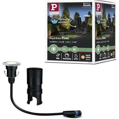 Paulmann 93951 Plug & Shine Floor Mini IP67 3000 K 2,5 W 24 V 93951 Luminária embutida no chão LED, iluminação exterior, projetor de chão Paulmann 93951 Plug & Shine Floor Mini IP67 3000 K 2,5 W 24 V 93951 Luminária embutida no chão LED, iluminação exterior, projetor de chão