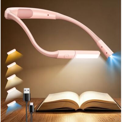 Glocusent Luz de leitura recarregável, candeeiro pescoço 5 cores e brilho regulável, lâmpada livro de leitura 100 horas de autonomia, ideal para tricô, reparar, ler Glocusent Luz de leitura recarregável, candeeiro pescoço 5 cores e brilho regulável, lâmpada livro de leitura 100 horas de autonomia, ideal para tricô, reparar, ler