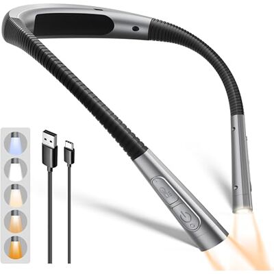 Glocusent Luz de leitura com 5 cores e 5 brilho, 100 horas autonomia Candeeiro de leitura recarregável candeeiro pescoço de design mais elegante para ler livros na cama Glocusent Luz de leitura com 5 cores e 5 brilho, 100 horas autonomia Candeeiro de leitura recarregável candeeiro pescoço de design mais elegante para ler livros na cama