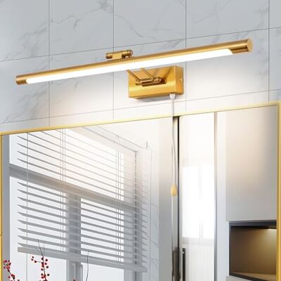 TYhogar 60 cm 12 W Candeeiro de parede com espelho de casa de banho iluminação de imagem e exibição LED aplique de parede com interruptor e porta-lâmpadas giratório latão polido candeeiro de leitura TYhogar 60 cm 12 W Candeeiro de parede com espelho de casa de banho iluminação de imagem e exibição LED aplique de parede com interruptor e porta-lâmpadas giratório latão polido candeeiro de leitura