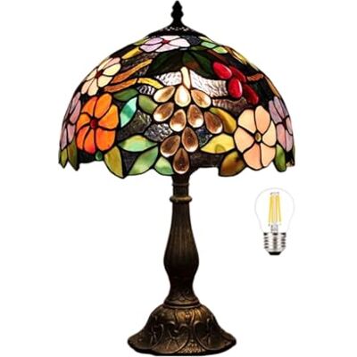 Bidesen Candeeiro Tiffany de 30 cm, candeeiro de mesa com decoração de rosas, com tomada UE e interruptor, abajur de vidro multicolorido, adequado para mesa de cabeceira ou escritório Bidesen Candeeiro Tiffany de 30 cm, candeeiro de mesa com decoração de rosas, com tomada UE e interruptor, abajur de vidro multicolorido, adequado para mesa de cabeceira ou escritório