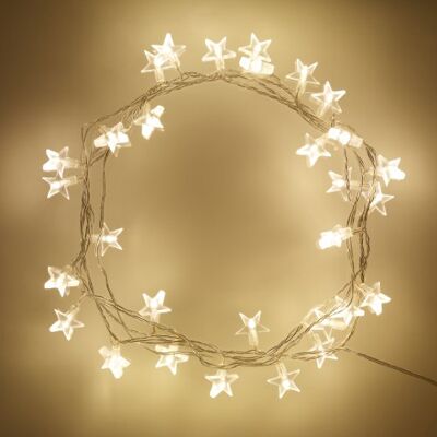 Lights4fun , guirlanda luminosa de LED, 30 luzes estáticas em forma de estrela, funciona a bateria Lights4fun , guirlanda luminosa de LED, 30 luzes estáticas em forma de estrela, funciona a bateria