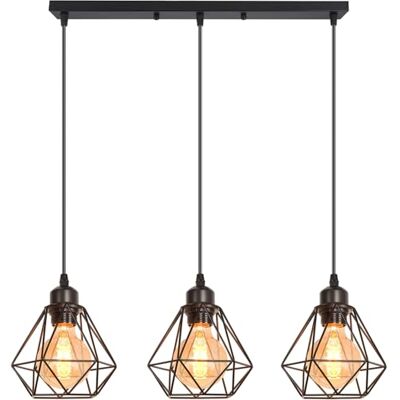 iDEGU 3 Luzes Candeeiro Suspenso Vintage Industrial Iluminação Suspensa E27 Design Retro Tela de Metal Gaiola de 16cm Luz Suspensa Candeeiro de Teto para Sala de Jantar Quarto Cozinha Sala de Estar iDEGU 3 Luzes Candeeiro Suspenso Vintage Industrial Iluminação Suspensa E27 Design Retro Tela de Metal Gaiola de 16cm Luz Suspensa Candeeiro de Teto para Sala de Jantar Quarto Cozinha Sala de Estar