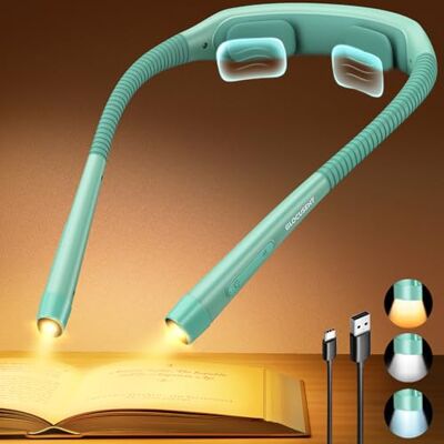 Glocusent Luz de pescoço, luz de leitura, 3 cores e 5 brilhos contínuos, luz de livro com temporizador e ajuda para dormir, recarregável para 100 horas de longa duração, design ergonômico, perfeita 1600 mAh, 100 horas, 24 horas, temporizador, para leer Glocusent Luz de pescoço, luz de leitura, 3 cores e 5 brilhos contínuos, luz de livro com temporizador e ajuda para dormir, recarregável para 100 horas de longa duração, design ergonômico, perfeita 1600 mAh, 100 horas, 24 horas, temporizador, para leer
