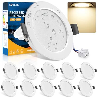 COTLEDL 10 unidades Downlight LED teto recarregável 5 W, 450 LM, olhos de buey redondo branco neutro 4000 K, corte fagor 68-80 mm IP44 holofote recarregáveis LED teto para sala de estar cozinha casa de banho COTLEDL 10 unidades Downlight LED teto recarregável 5 W, 450 LM, olhos de buey redondo branco neutro 4000 K, corte fagor 68-80 mm IP44 holofote recarregáveis LED teto para sala de estar cozinha casa de banho
