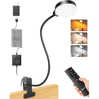 Glocusent 5 W Candeeiro pinça de cabeceira cama, 36 LED candeeiro de 3 cores 5 níveis de brilho, luz de leitura USB com pescoço de cisne para cama com adaptador e comando à distância Glocusent 5 W Candeeiro pinça de cabeceira cama, 36 LED candeeiro de 3 cores 5 níveis de brilho, luz de leitura USB com pescoço de cisne para cama com adaptador e comando à distância