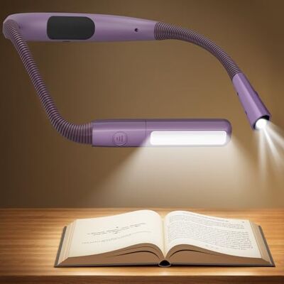 Glocusent Luz de leitura recarregável, candeeiro pescoço 5 cores e brilho regulável, lâmpada livro de leitura 100 horas de autonomia, ideal para tricô, reparar, ler Glocusent Luz de leitura recarregável, candeeiro pescoço 5 cores e brilho regulável, lâmpada livro de leitura 100 horas de autonomia, ideal para tricô, reparar, ler