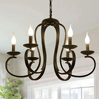 Ganeed Candelabros francês país vintage candeeiro de metal iluminação estilo vela pendente luz alta ajustável corrente de metal para quinta sala de jantar cozinha ilha entrada preta 6 luzes Ganeed Candelabros francês país vintage candeeiro de metal iluminação estilo vela pendente luz alta ajustável corrente de metal para quinta sala de jantar cozinha ilha entrada preta 6 luzes