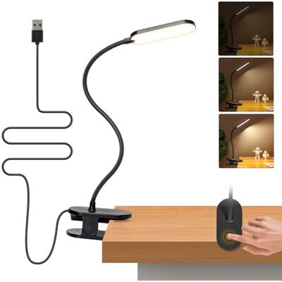 Aigostar Flexo LED Pinça com cabo, candeeiro de leitura para cama e cabeçalho, luz clipe de mesa USB, 3 modos 4000 K, braço de 360°, proteção ocular para leitura, estudar, crianças, preto Aigostar Flexo LED Pinça com cabo, candeeiro de leitura para cama e cabeçalho, luz clipe de mesa USB, 3 modos 4000 K, braço de 360°, proteção ocular para leitura, estudar, crianças, preto