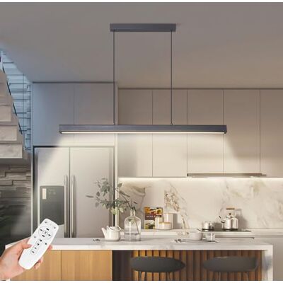 SENFAY Lâmpada Pendente LED Ajustável, 50cm Moderna Lâmpada para Sala de Jantar Design Linear com Controle Remoto, 52W Altura Ajustável Lâmpada Pendente Preta para Sala de Jantar Cozinha Escritório SENFAY Lâmpada Pendente LED Ajustável, 50cm Moderna Lâmpada para Sala de Jantar Design Linear com Controle Remoto, 52W Altura Ajustável Lâmpada Pendente Preta para Sala de Jantar Cozinha Escritório