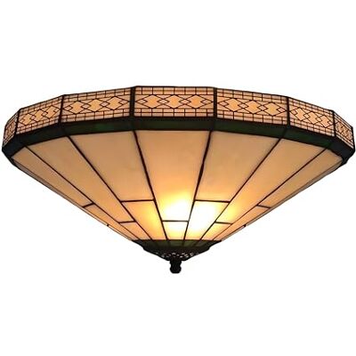 ACMHNC Candeeiro de teto estilo Tiffany, 41 cm, verniz vintage de vidro feito à mão para cozinha, sala de estar e quarto, tampa E27, iluminação retro para corredor hotel varanda ACMHNC Candeeiro de teto estilo Tiffany, 41 cm, verniz vintage de vidro feito à mão para cozinha, sala de estar e quarto, tampa E27, iluminação retro para corredor hotel varanda