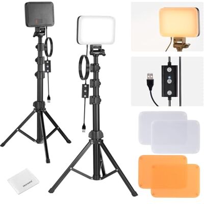 NEEWER Kit Básico de Iluminação de Painel de Estúdio 2 Pack Luzes LED de Vídeo Bicolor com Tripé e Filtro Regulável Portátil 3200K-5600K CRI95 750lux para Fotografia, Gravação, Transmissão, Podcast NEEWER Kit Básico de Iluminação de Painel de Estúdio 2 Pack Luzes LED de Vídeo Bicolor com Tripé e Filtro Regulável Portátil 3200K-5600K CRI95 750lux para Fotografia, Gravação, Transmissão, Podcast