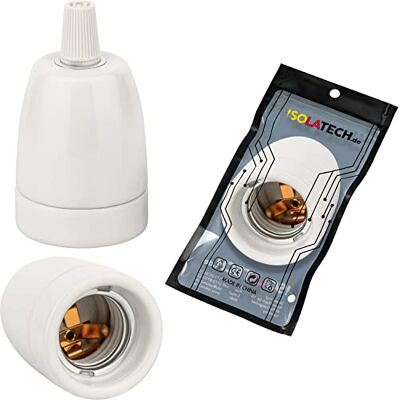 ISOLATECH 1 suporte de lâmpadas E27 de cerâmica com alívio de tensão Máx. 250 V/4A, para lâmpadas LED e de baixo consumo, resistente ao calor, para embutir no teto, cozinha e casa de banho ISOLATECH 1 suporte de lâmpadas E27 de cerâmica com alívio de tensão Máx. 250 V/4A, para lâmpadas LED e de baixo consumo, resistente ao calor, para embutir no teto, cozinha e casa de banho
