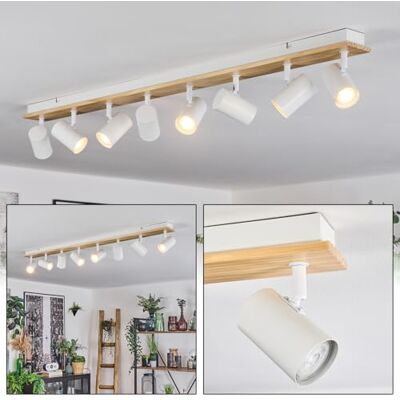 hofstein Candeeiro de teto Gesteira de , candeeiro de teto de 8 luzes de metal/madeira em branco/natural, candeeiro de design boho com ecrãs ajustáveis, GU10, sala de jantar, sala de estar, cozinha hofstein Candeeiro de teto Gesteira de , candeeiro de teto de 8 luzes de metal/madeira em branco/natural, candeeiro de design boho com ecrãs ajustáveis, GU10, sala de jantar, sala de estar, cozinha