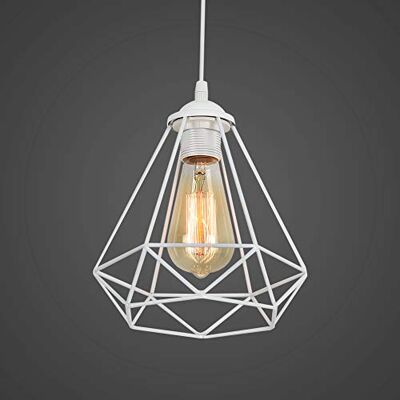 MAXDUYU Candeeiro suspenso retro vintage iluminação de teto Iluminação E27, capacidade AC220-240 V para sala de jantar, quarto, café, barra de leitura, luz, branco MAXDUYU Candeeiro suspenso retro vintage iluminação de teto Iluminação E27, capacidade AC220-240 V para sala de jantar, quarto, café, barra de leitura, luz, branco