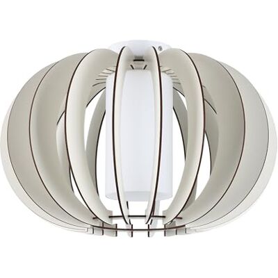 Eglo Candeeiro de teto Stellato 2, candeeiro de teto vintage de uma luz, candeeiro de sala de estar em aço, madeira e vidro branco, candeeiro de cozinha, candeeiro de corredor com tampa E27 Eglo Candeeiro de teto Stellato 2, candeeiro de teto vintage de uma luz, candeeiro de sala de estar em aço, madeira e vidro branco, candeeiro de cozinha, candeeiro de corredor com tampa E27