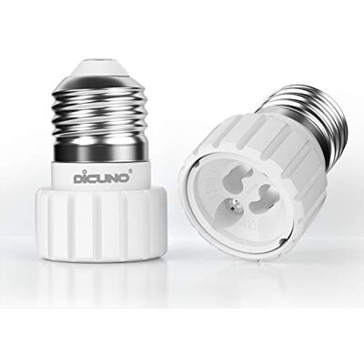 DiCUNO E27 a GU10 Adaptador de tomada de 2 peças, conversor de soquete, suporte para lâmpadas, base de lâmpada para lâmpadas LED, incandescentes ou fluorescentes compactas DiCUNO E27 a GU10 Adaptador de tomada de 2 peças, conversor de soquete, suporte para lâmpadas, base de lâmpada para lâmpadas LED, incandescentes ou fluorescentes compactas