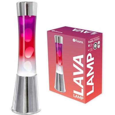 Fisura Lâmpada de lava "degradado vermelho". Base com cromada e garrafa degradada de roxo a branco. Lâmpada com efeito relaxante. Com lâmpada de substituição. 11 cm x 11 cm x 39,5 cm. Fisura Lâmpada de lava "degradado vermelho". Base com cromada e garrafa degradada de roxo a branco. Lâmpada com efeito relaxante. Com lâmpada de substituição. 11 cm x 11 cm x 39,5 cm.