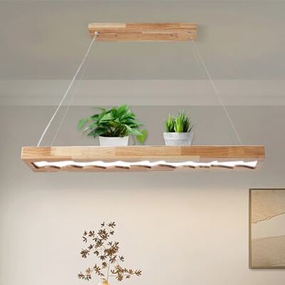 Schindora Candeeiro LED de teto pendurado em madeira, candeeiro pendurado de teto regulável com controle remoto 100 cm 40 W, candeeiros rústicos vintage de 1,3 m de altura ajustável, candeeiro de cozinha para Schindora Candeeiro LED de teto pendurado em madeira, candeeiro pendurado de teto regulável com controle remoto 100 cm 40 W, candeeiros rústicos vintage de 1,3 m de altura ajustável, candeeiro de cozinha para