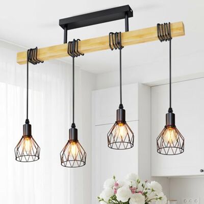 LVWIT Candeeiro de teto suspenso preto, candeeiros suspensos de teto salão, candeeiro de teto vintage, candeeiros suspensos com 4 luzes E14, ideal para cozinha, sala de jantar, quarto, bar, restaurante (sem lâmpadas) LVWIT Candeeiro de teto suspenso preto, candeeiros suspensos de teto salão, candeeiro de teto vintage, candeeiros suspensos com 4 luzes E14, ideal para cozinha, sala de jantar, quarto, bar, restaurante (sem lâmpadas)