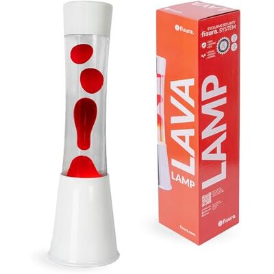 Fisura – Lâmpada de lava vermelha e branca. Base branca, líquido transparente e lava vermelha. Lâmpada com efeito relaxante. Inclui lâmpada de reposição. 11 cm x 11 cm x 41,5 cm. Fisura – Lâmpada de lava vermelha e branca. Base branca, líquido transparente e lava vermelha. Lâmpada com efeito relaxante. Inclui lâmpada de reposição. 11 cm x 11 cm x 41,5 cm.