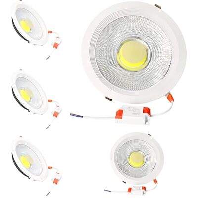 Jandei Downlight LED COB de 30 W, com moldura redonda branca, 212 x 52 mm (oco de corte de 185 mm), 2250 lúmen, IP44. Ideal para sala de estar, cozinha, casa de banho, 5 peças (luz natural 4200k) Jandei Downlight LED COB de 30 W, com moldura redonda branca, 212 x 52 mm (oco de corte de 185 mm), 2250 lúmen, IP44. Ideal para sala de estar, cozinha, casa de banho, 5 peças (luz natural 4200k)
