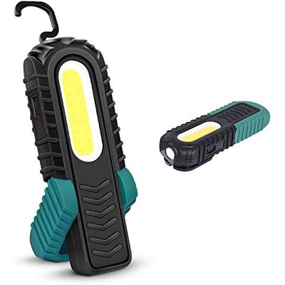 AuRiver Candeeiro de trabalho LED recarregável 5 W COB com gancho e base magnética para carro, campismo, emergência, verde AuRiver Candeeiro de trabalho LED recarregável 5 W COB com gancho e base magnética para carro, campismo, emergência, verde