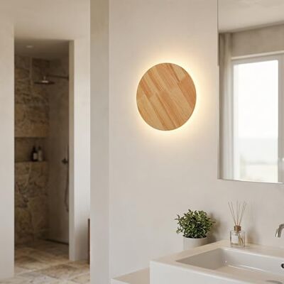 B·LED BARCELONA LED BARCELONA LED Aplique de parede circular de madeira "Lune" Ø 20 cm, luz quente indireta decorativa de 12 W – luz de parede para sala de estar, domitório, corredores B·LED BARCELONA LED BARCELONA LED Aplique de parede circular de madeira "Lune" Ø 20 cm, luz quente indireta decorativa de 12 W – luz de parede para sala de estar, domitório, corredores