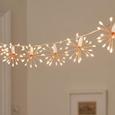 Lights4fun Guirlanda luminosa de estrelas brilhantes ouro rosa com 300 LED brancos quentes para interiores Lights4fun Guirlanda luminosa de estrelas brilhantes ouro rosa com 300 LED brancos quentes para interiores