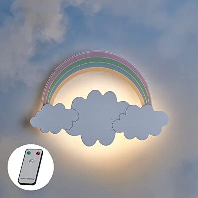 Lights4fun Aplique Infantil Arco-íris e Nuvem com 18 LEDs Brancos Quentes a Pilhas para Decoração de Quarto de Crianças Lights4fun Aplique Infantil Arco-íris e Nuvem com 18 LEDs Brancos Quentes a Pilhas para Decoração de Quarto de Crianças