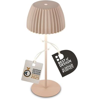 Briloner Riffle candeeiro de mesa sem cabo LED sem fio IP44 com borda luminosa, regulador tátil, candeeiro mesa de cabeceira sem cabo, vencedora do German Design Award 2025, 14,5 x 36,5 cm, bege Briloner Riffle candeeiro de mesa sem cabo LED sem fio IP44 com borda luminosa, regulador tátil, candeeiro mesa de cabeceira sem cabo, vencedora do German Design Award 2025, 14,5 x 36,5 cm, bege